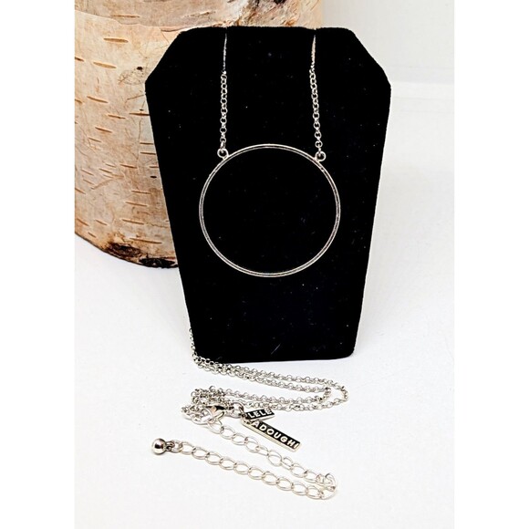 Lele Sadoughi Dainty Silver Tone Circle Pendant Necklace - Picture 1 of 5